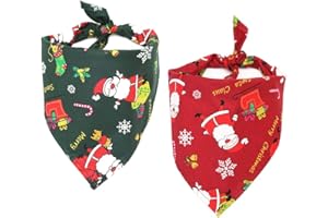 JODSEN CDJX Hunde-Halstuch, 2 Stück, Weihnachtsmann-Kostüm, modischer Weihnachtsmann-Schal, 63,5 cm Dreieck, waschbar, wendbar, mit Fliege für Dekoration