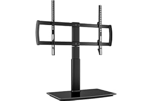 Hemudu Soporte TV Pie Universal, Base Mesa TV para 32 a 70 Pulgadas, Soporte Giratorio TV 80º, Soporte TV Mesa Altura Ajustable de 4 Niveles, MAX 40 Kg, MAX VESA 600x400 mm