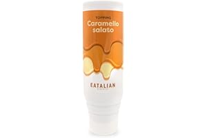 EATALIAN by AMZ BETTER Topping au Goût de Caramel Salé, Crème Douce Protéique en Squeezer de 300 gr, Made in Italy, Sirop au Caramel Salé Idéal pour Garnir Glaces, Gâteaux et Desserts
