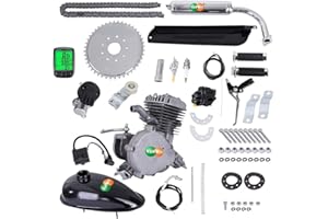 YUEWO 80cc 2-Stroke Bicycle Engine Kit Single Cylinder Gas Motorized Bike Motor Kit Bike Conversion Set with Speedoemter for 24", 26" and 28" Bikes