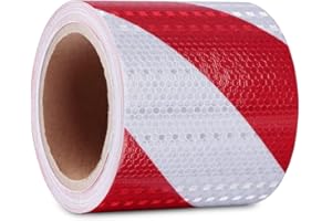 XFXIA Cinta Reflectante Adhesiva 10cm * 20m Banda Reflectante Adhesiva Roja y Blanca Res Istente Reflectantes Cinta De Seguridad Autoadhesiva para Coche Camión Motocicleta Remolque Camper