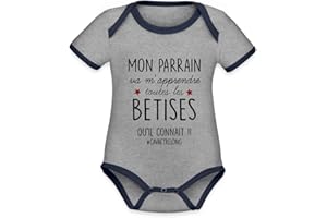 Spreadshirt Parrain Va M'Apprendre Les Bêtises Body Bébé Bio Manches Courtes