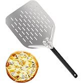TNOMSNO Pizza Peel, 12 Inches Professional, Aluminium, 40 x 30 cm, Large Surface, Perforated, Detachable Handle, Silver