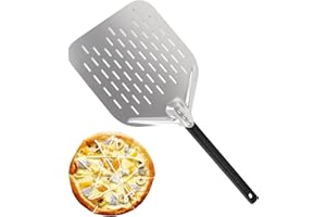 TNOMSNO Pizzaschieber Perforiert, 12 Zoll Mit Abnehmbarem Griff, 40x30cm Profi Pizzaschaufel Mit Großer Fläche für Grill Oder Ofen