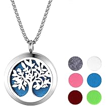 RIXERKOC Collana con Diffusore di Oli Essenziali da Donna, Collana con Ciondolo per Aromaterapia Catena Regolabile con 10 Pastiglie in Feltro Regalo di Gioielli con Oli Essenziali per Donne Uomini (C