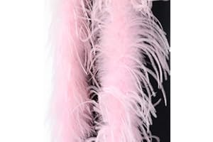 Surakey Boa de Plumes 2m Écharpe en Plumes Charleston Accessoire Femme Naturel Plumes D'autruche Longue Ceinture de Plumes pour Accessoire de Costume, Années 20, Carnaval, Fête à Thème (Rose Clair)