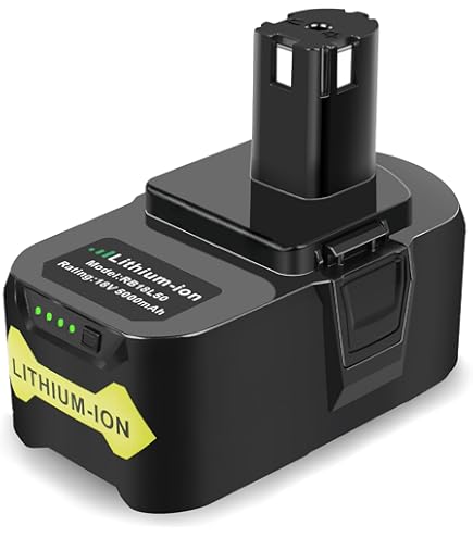 LabTEC RB18L50 - Batería de repuesto para Ryobi (18 V, 5 Ah, 2 paquetes con cargador de doble puerto USB para P117, 12 V, 18 V, One Plus, P107, P108, RB18L15, RB18L40