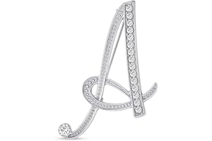 BLING JEWELRY Grande Dichiarazione Abc Pave Cristallo Corsivo Script Monogram Lettere Alfabeto Iniziale Sciarpa Spilla Per Le Donne Adolescenti Rosa, Oro Giallo Placcato Argento