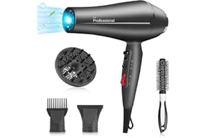 Faszin Ionic Hair Dryer - 2400W Professional Hairdryer with Triple-L Plus Heat Resistant Technology, Real Blow-Dry Without Overheating, Comes with 4 Styling Accessories