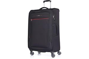 ABISTAB Verage Toledo Weichgepäck 4 Doppelrolle großer Koffer Trolley L-83cm 96-115 L erweiterbar, TSA-Schloss, Weichschale-Reisekoffer Schwarz