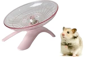 FDDU Hamster Fliegende Untertasse, Mute Hamster Fliegende Untertasse, Flying Saucer Hamsterrad Mit Leisem Spinner, Mit Stützrahmen, Transparentes Rad, für Kleine Haustier Mäuse Stressabbau, Rosa