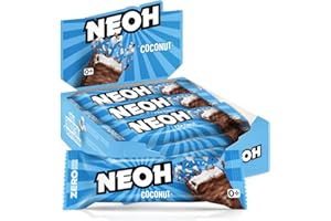 ‎NEOH NEOH Low-Carb Kokos-Schokoladenriegel – Ohne zugesetzten Zucker, Voller tropischer Kokosnuss und verführerisch guter Schokolade, Hoher Ballaststoffgehalt, 12x30g Packung