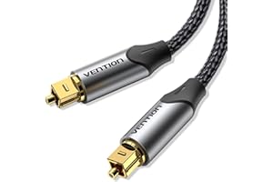 VENTION Optisches Kabel Toslink-Kabel 1,5m, Optisches digitales Audiokabel S/PDIF - Geflochten, Vergoldet, Aluminiumhülle Lichtleiterkabel Für Soundbar, Stereoanlage, Heimkino, PS4, Xbox usw.(Grau)