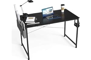 HOMIDEC Writing Computer Desk, Office Work Desk for student and worker, Laptop Table with Storage Bag and Headphone Hook,Modern Simple Style Desks for Bedroom, Home, Office(80x50x75cm)