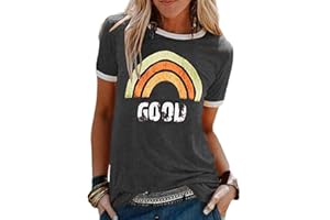 heekpek Camisetas Mujer Manga Corta con Estampado Vintage Top Manga Corta Mujer Casual de Verano T Shirt Mujer Short Sleeve Shirt Women