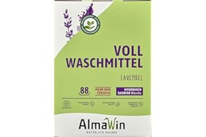 ‎ALMAWIN AlmaWin Vollwaschmittel Lavendel 4,6kg, 88 Waschladungen, mit Waschkraftverstärker, vegan