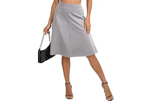 EXCHIC Donne Elegante A-Linea Vita Alta Midi Gonna Flared Affari Ufficio Lunga Elastica Gonne
