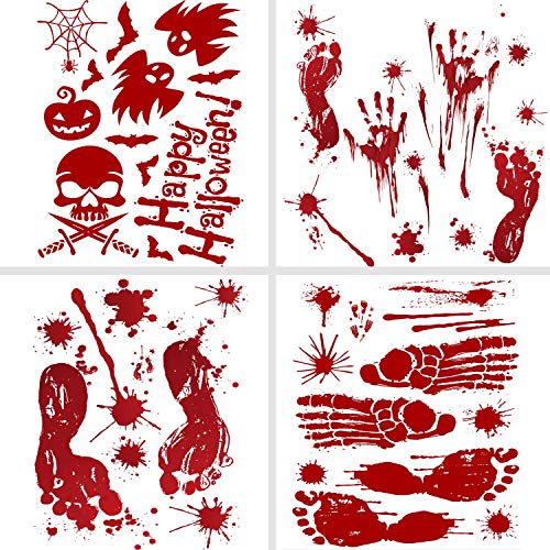 EMOCCI Decorazioni di Halloween con Impronte di Mani insanguinate Adesivo sanguinante Adesivo per Pavimenti con Adesivi per Tatuaggi, Feste di Halloween
