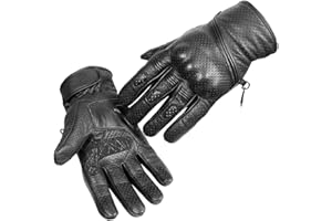 SNOWAS Black Leather Best Summer Motorcycle Motorbike Gloves Leather Knuckle Protection Easy Wrist Fastening