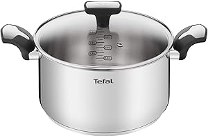 Tefal Emotion Faitout 24 cm, 5 L, Inox, Garantie 10 ans, Base épaisse pour une diffusion de chaleur homogène, Design élégant,