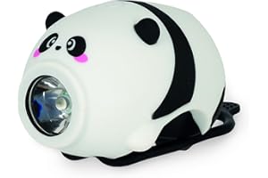 Legami - Luce Anteriore per Bicicletta con Campanello, Tema Panda, Cinturino regolabile, 3 modalità di Luce, 5 Modalità di Suono, Cavo di Tipo C incluso, Ricaricabile, Resistente all'Acqua