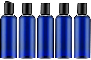 Livfa Flacone da Viaggio Vuoto da 100ml, Contenitore a Prova di Perdite, Flaconi Ricaricabili con Etichetta per Shampoo, Lozione, Cosmetici (5 Pezzi, Blu)