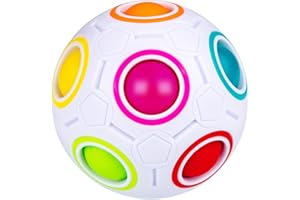 SISYS Magic Ball Rainbow Fidget Ball Cubo Magico, Arcobaleno Puzzle Ball Cubi Fidget Giocattolo Educativo Speedcube per Bambini Adulti, Bianco