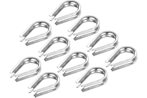 PATIKIL 6mm 1/4 Inch Wire Rope Thimble, 10Pack Cable Thimbles 304 Stainless Steel Rigging for Boat Rigging