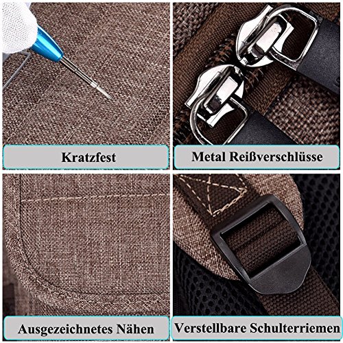 Laptop Rucksack, BRINCH Anti-Träne geräumig Reise Knapsack Rucksack Hikingtasche Studenten College Schulter Rucksack für 17 – 17,3 Zoll Laptop / Notebook / Macbook Computer, Braun - 7