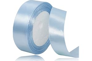 XMASOLDECOR Hellblau Satinband 25mm x 22Meters Schleifenband Hellblau Geschenkband Dekoband Stoffband für Geschenk, Basteln, Nähprojekte, Haarschleifen, Brautstrauß, Hochzeits Dekoration