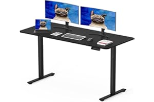 SANODESK 120 x 60cm Electric Standing Desk ONE PIECE DESKTOP Height Adjustable Desk Sit Stand Table Home Office Desk with Memory Smart Pannel for Work (Black Frame+Black Desktop)