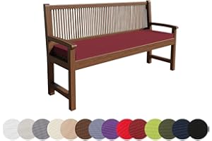 chilly pilley Coussin Impermeable De Banc Housse Amovible Lavable Zip avec Passants Coussin pour Banc De Jardin Terrasse (110x40x5, Rouge Foncé)