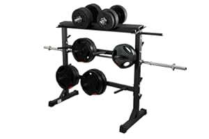 ‎FJOERDESPORTS Fjoerdesports Hantelablage, Hantelscheibenständer für Langhantelstangen, Kurzhanteln, Hantelscheiben & Zubehör, bis zu 300 Kg belastbar, stabiler & robuster Stahl, schwarz (100 x 47 x 95 cm)