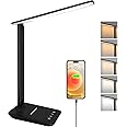 joyshie Desk Lamp Dimmable Led Table Lamp Reading Light with USB Charging Port, 5 Lighting Modes, Touch Control Desk Light, Foldable Nail Lamp for Studying Working Reading Office Bedside