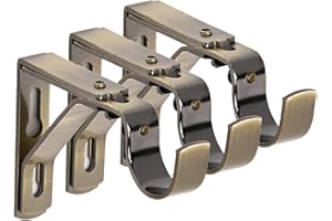 Lister Cartwright 28mm Curtain Pole Ends Metal Extendable Brackets with Adjustable Screws Antique Brass(Pack of 3)
