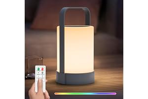 NiceBuy Lampe de table solaire d'extérieur sans fil à intensité variable LED RVB rechargeable par USB avec télécommande, lampe de table portable sans fil IP44 étanche pour camping, jardin (F)