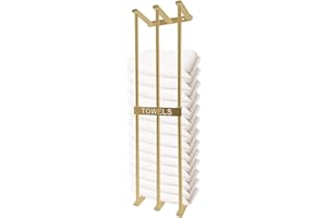 LAUREL & MASON Towel Rack Wall Mounted, 71cm Bathroom Towel Storage Holder for Large Folded Rolled Towels (Gold)
