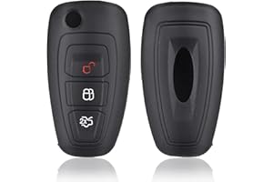 HooRLZ Ford Schlüsselhülle, Silikon Schlüssel Cover für Ford Transit Focus Fiesta Mondeo Connect Custom Galaxy Kuga MK8 Schlüsselhülle, 3-Tasten Autoschlüssel Hülle Ford - Schwarz