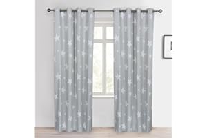 Cortina infantil con estrellas Sherwood 1 par, opaca, con ojales, para ventana, con revestimiento, para habitación infantil o cuarto de estar, 116 cm de ancho, tela, Star, 46''x72''