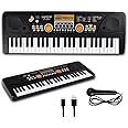 Gooyo GY-530A1 Big Piano Keyboard with Microphone | 49 Keys, 8 Rhythms, 8 Tones, In-Built Demos & Song Record Feature | Black Color, Dual Power Supply Source: Micro USB Cable (Included)