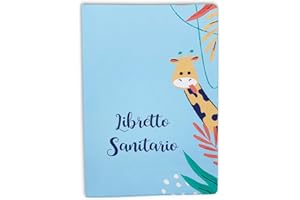 GENERICO Nemau - Custodia Libretto Sanitario in Gomma Espansa – Per Neonato, Bambino o Adulto – Formato Universale – Fabbricazione Francese – Lavabile, Resistente, Pratica - Modello giraffa blu