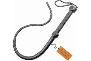 Bantoro Crafts Látigo/Flogger de 3 pies/0,90 Metros, látigo de Cuero de Vaca auténtico, látigo Trenzado de 8 Trenzas, látigo de Cola única con Paleta, equitación Ecuestre