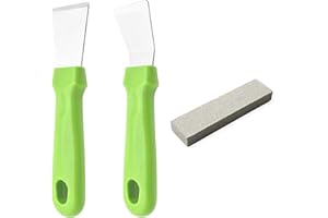 JJWNMLL 2 Stück Reinigungsschaber für Küchenbereich, Edelstahl, Mehrzweck-Küchenschaber mit Kunststoffgriff, grün(gerade Version + Biegeversion)
