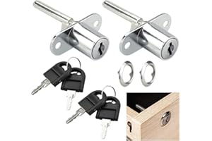 KBNIAN 2 Pcs Serrure de Tiroir Bureau avec Clés Verrou à Cylindre en Alliage de Zinc pour Casier Caisson de Bureau de 3 Tiroirs en Bois (Trou de Serrure 16mm)