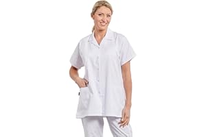 Hurry Jump Tunique médicale Femme Manches Courtes col Tailleur 3 Poches Tunique infirmière Blouse Aide à Domicile auxilière de Vie Tunique de Travail Femme Manches Courtes 4 Couleurs