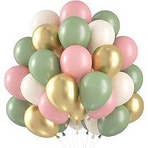 Babyparty-Deko Für Mädchen – Set Mit Banner, Ballons, Pompoms In Rosa, Salbeigrün & Gold