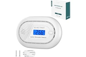 Safeliveo Detector Monoxido de Carbono interconectado con Pantalla Digital LCD, EN 50291, Detector CO con Batería Reemplazable, 10 Años de Vida Útil del Sensor, Alarma de Batería Baja, Juego de 1