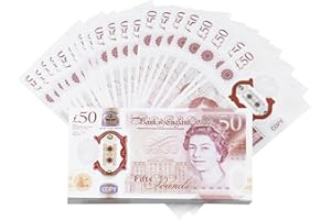 ORTVIAI 200 PCS Pretend Play Money for Kids Uk, New Edition Prop Money Uk £50, Toy Fake Money, Fake Prop Notes, for Pranks, Parties, Studying, Filming, Commercials and Board Games