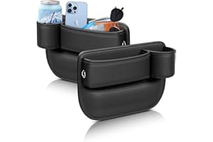 Convitex Car Seat Gap Filler Organizer with Cup Holder, 2 Pack Multifunctional PU Leather Car Seat Storage Box, Automotive Car Essentials for Most Vehicles