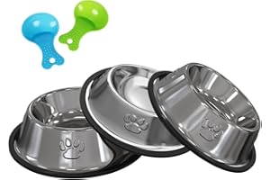 YHmall 3pcs Gamelles Bol pour Chat et Petit Chien en Acier Inoxydable Base Antidérapant, Fournitures pour Animaux